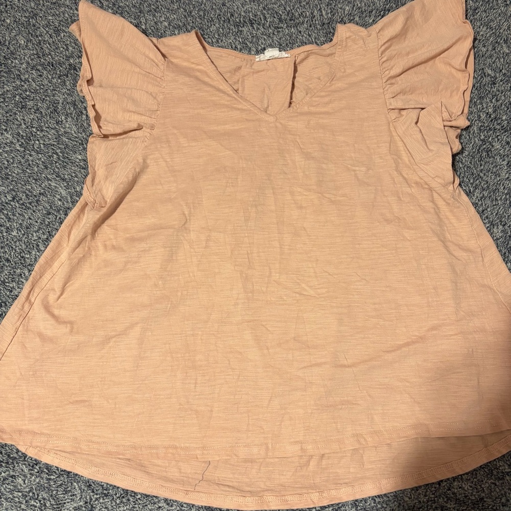 Love Riche Soft Peach Ruffle Sleeve Top - Picture 2 of 10